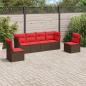 Preview: ARDEBO.de - 6-tlg. Garten-Sofagarnitur mit Kissen Braun Poly Rattan