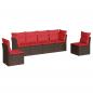 Preview: 6-tlg. Garten-Sofagarnitur mit Kissen Braun Poly Rattan