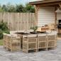 Preview: ARDEBO.de - 11-tlg. Garten-Essgruppe mit Kissen Beige Poly Rattan