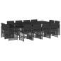 Preview: 13-tlg. Garten-Essgruppe mit Kissen Schwarz Poly Rattan
