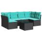 Preview: 7-tlg. Garten-Sofagarnitur mit Kissen Schwarz Poly Rattan