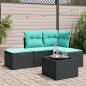 Preview: ARDEBO.de - 5-tlg. Garten-Sofagarnitur mit Kissen Schwarz Poly Rattan