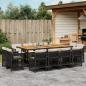 Preview: ARDEBO.de - 13-tlg. Garten-Essgruppe mit Kissen Schwarz Poly Rattan