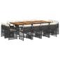 Preview: 13-tlg. Garten-Essgruppe mit Kissen Schwarz Poly Rattan