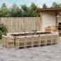 Preview: ARDEBO.de - 17-tlg. Garten-Essgruppe mit Kissen Beige Poly Rattan