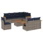Preview: 9-tlg. Garten-Sofagarnitur mit Kissen Grau Poly Rattan