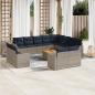 Preview: ARDEBO.de - 13-tlg. Garten-Sofagarnitur mit Kissen Grau Poly Rattan