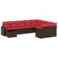 Preview: 10-tlg. Garten-Sofagarnitur mit Kissen Braun Poly Rattan