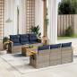 Preview: ARDEBO.de - 7-tlg. Garten-Sofagarnitur mit Kissen Grau Poly Rattan