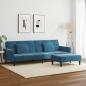 Preview: Schlafsofa 2-Sitzer mit Fußhocker Blau Samt