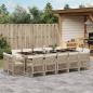 Preview: ARDEBO.de - 15-tlg. Garten-Essgruppe mit Kissen Beige Poly Rattan