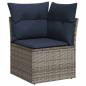 Preview: 7-tlg. Garten-Sofagarnitur mit Kissen Grau Poly Rattan Akazie