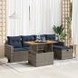 Preview: ARDEBO.de - 6-tlg. Garten-Sofagarnitur mit Kissen Grau Poly Rattan Akazie