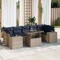 Preview: ARDEBO.de - 8-tlg. Garten-Sofagarnitur mit Kissen Grau Poly Rattan Akazie