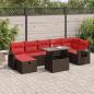 Preview: ARDEBO.de - 8-tlg. Garten-Sofagarnitur mit Kissen Schwarz Poly Rattan