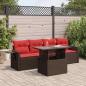 Preview: ARDEBO.de - 5-tlg. Garten-Sofagarnitur mit Kissen Grau Poly Rattan Akazie