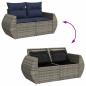 Preview: 7-tlg. Garten-Sofagarnitur mit Kissen Grau Poly Rattan Akazie