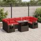 Preview: ARDEBO.de - 8-tlg. Garten-Sofagarnitur mit Kissen Grau Poly Rattan Akazie