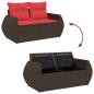 Preview: 6-tlg. Garten-Sofagarnitur mit Kissen Braun Poly Rattan Akazie