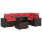 Preview: 6-tlg. Garten-Sofagarnitur mit Kissen Braun Poly Rattan Akazie