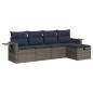 Preview: 5-tlg. Garten-Sofagarnitur mit Kissen Grau Poly Rattan