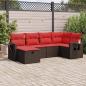 Preview: ARDEBO.de - 6-tlg. Garten-Sofagarnitur mit Kissen Braun Poly Rattan