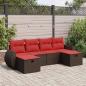 Preview: ARDEBO.de - 6-tlg. Garten-Sofagarnitur mit Kissen Braun Poly Rattan