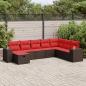 Preview: ARDEBO.de - 8-tlg. Garten-Sofagarnitur mit Kissen Braun Poly Rattan