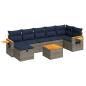 Preview: 8-tlg. Garten-Sofagarnitur mit Kissen Grau Poly Rattan