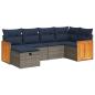 Preview: 6-tlg. Garten-Sofagarnitur mit Kissen Grau Poly Rattan