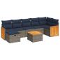 Preview: 8-tlg. Garten-Sofagarnitur mit Kissen Grau Poly Rattan
