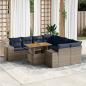Preview: ARDEBO.de - 9-tlg. Garten-Sofagarnitur mit Kissen Grau Poly Rattan