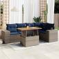 Preview: ARDEBO.de - 6-tlg. Garten-Sofagarnitur mit Kissen Grau Poly Rattan