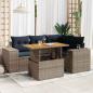 Preview: ARDEBO.de - 5-tlg. Garten-Sofagarnitur mit Kissen Grau Poly Rattan