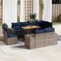 Preview: ARDEBO.de - 9-tlg. Garten-Sofagarnitur mit Kissen Grau Poly Rattan