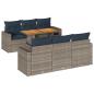 Preview: 7-tlg. Garten-Sofagarnitur mit Kissen Grau Poly Rattan