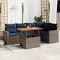 Preview: ARDEBO.de - 6-tlg. Garten-Sofagarnitur mit Kissen Grau Poly Rattan