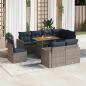 Preview: ARDEBO.de - 9-tlg. Garten-Sofagarnitur mit Kissen Grau Poly Rattan