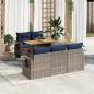 Preview: ARDEBO.de - 6-tlg. Garten-Sofagarnitur mit Kissen Grau Poly Rattan