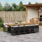 Preview: ARDEBO.de - 11-tlg. Garten-Essgruppe mit Kissen Schwarz Poly Rattan