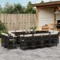 Preview: ARDEBO.de - 13-tlg. Garten-Essgruppe mit Kissen Schwarz Poly Rattan