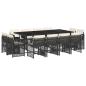 Preview: 13-tlg. Garten-Essgruppe mit Kissen Schwarz Poly Rattan