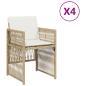 Preview: Gartenstühle mit Kissen 4 Stk. Beige Poly Rattan