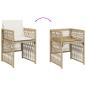 Preview: Gartenstühle mit Kissen 4 Stk. Beige Poly Rattan