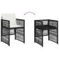 Preview: Gartenstühle mit Kissen 4 Stk. Schwarz Poly Rattan