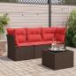 Preview: ARDEBO.de - 4-tlg. Garten-Sofagarnitur mit Kissen Braun Poly Rattan