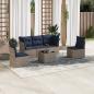 Preview: ARDEBO.de - 6-tlg. Garten-Sofagarnitur mit Kissen Grau Poly Rattan