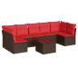 Preview: 8-tlg. Garten-Sofagarnitur mit Kissen Braun Poly Rattan
