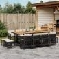 Preview: ARDEBO.de - 13-tlg. Garten-Essgruppe mit Kissen Schwarz Poly Rattan