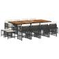 Preview: 13-tlg. Garten-Essgruppe mit Kissen Schwarz Poly Rattan